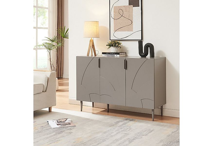 en.casa Sideboard, »Starvili« mit 3 Türen 75 x 115 x 38 cm Grau günstig online kaufen