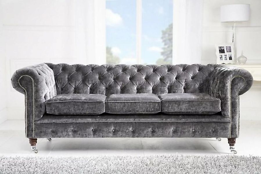 JVmoebel Sofa Luxus Samt Chesterfield Sofa Couch Polster 3Sitzer Textil günstig online kaufen