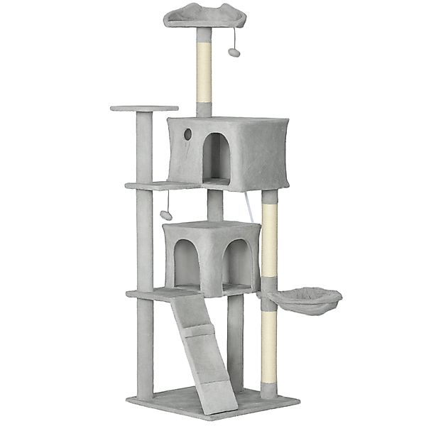 PawHut Kratzbaum Höhe 180 cm, Spielturm für Katzen, Plattformen, Höhlen, Pl günstig online kaufen