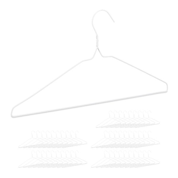 relaxdays Kleiderbügel Drahtbügel 50er Set, Weiß günstig online kaufen