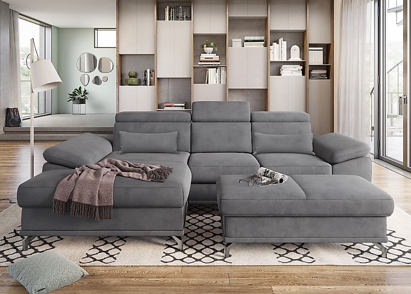 sit&more Ecksofa "Cabrio L-Form, B: 295 cm, mit Sitztiefen-, Arm- & Kopftei günstig online kaufen