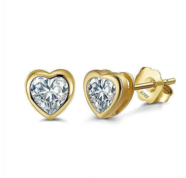 Suzan Gold Paar Ohrstecker Liora – Herz Ohrstecker aus 925 Silber mit Zirko günstig online kaufen
