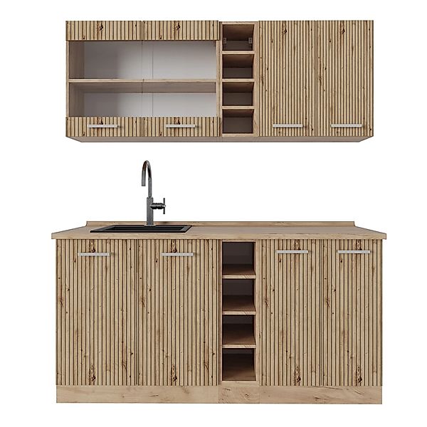 Vicco R-Line Singleküche Artisan-Eiche/Goldkraft Eiche 160 cm AP Eiche günstig online kaufen