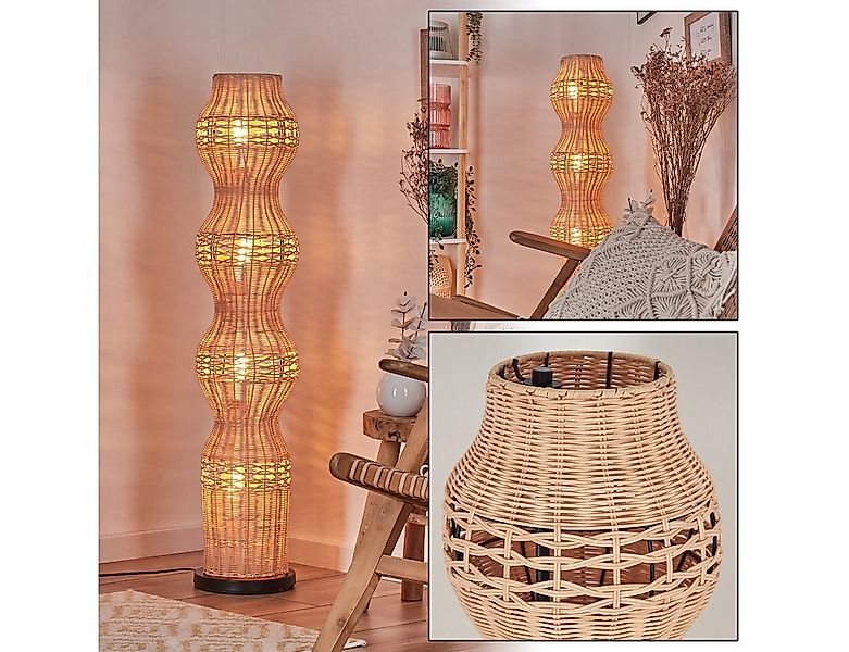 hofstein Stehlampe Stehlampe aus Metall/Rattan in Schwarz/Naturfarben mit L günstig online kaufen