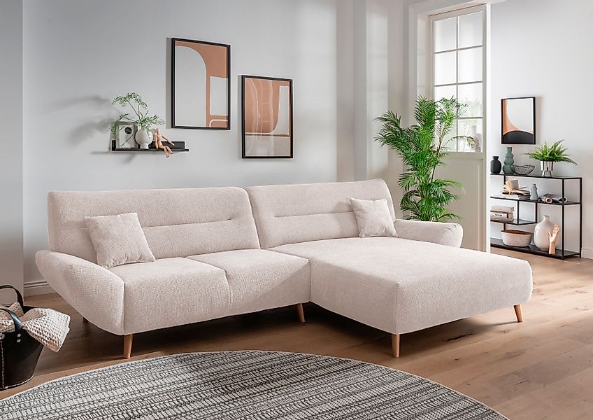 INOSIGN Ecksofa »Drago, elegant und zeitlos, komfortabel, Holzfuß, L-Form«, günstig online kaufen