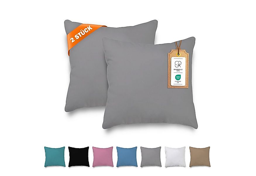 Veluna Home Kissenbezüge 100% Baumwolle(2er-Set) Renforcé Kissenbezug mit R günstig online kaufen