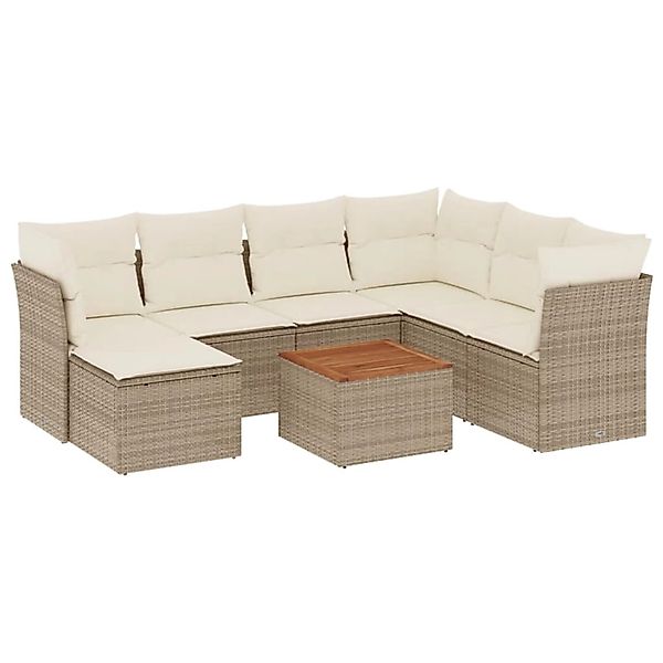 vidaXL 8-Tlg Garten-Sofagarnitur mit Kissen Beige Poly Rattan 3256093 günstig online kaufen