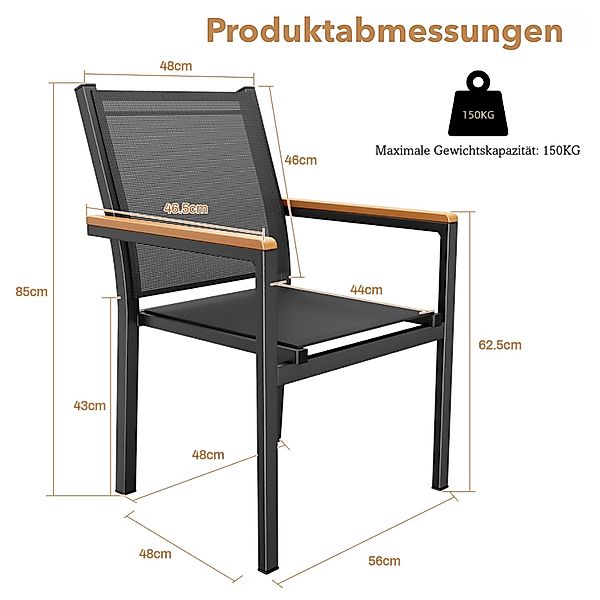 TLGREEN Gartenstuhl,(2/4er Set)Aluminium Outdoor-Stapelstuhl,Maximale Belas günstig online kaufen