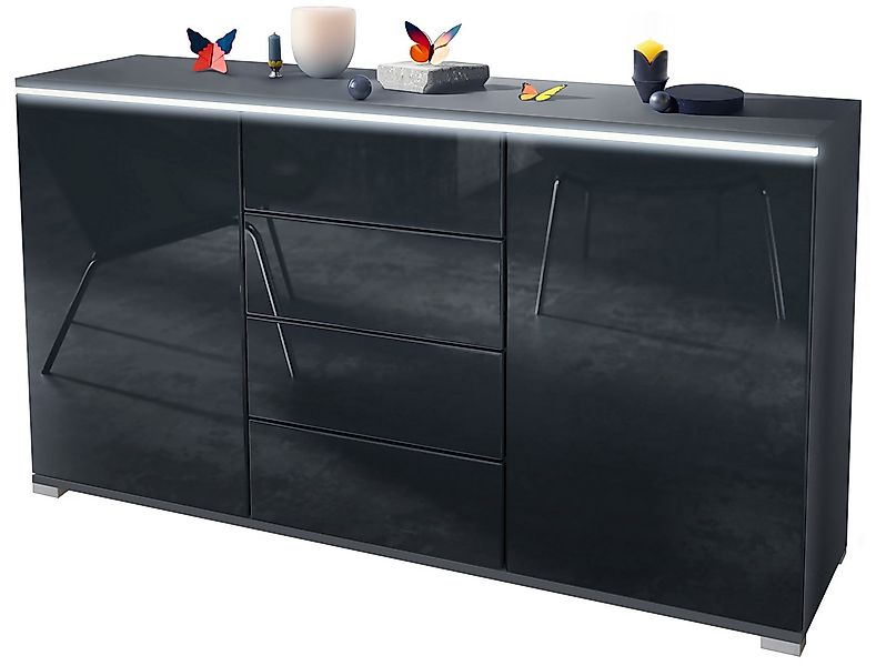 Vladon Sideboard Faro V1 (Kommode mit 2 Türen & 4 Schubladen, Schrank mit L günstig online kaufen