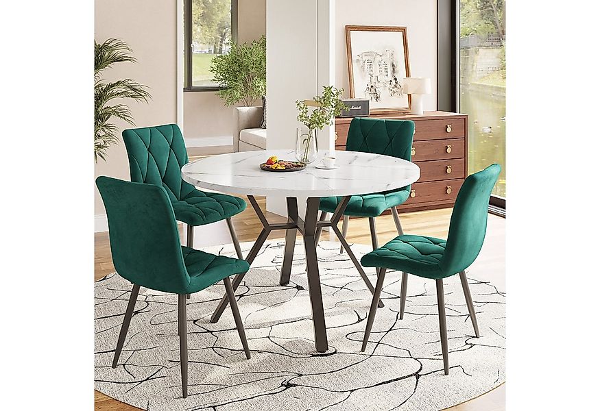 Flieks Essgruppe runder Esstisch mit 4 Stühlen Set, (Set, 5-tlg., 1 Tisch m günstig online kaufen