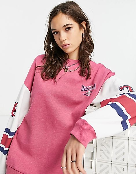Topshop – Indiana – Buntes Sweatshirt mit Farbblockdesign-Mehrfarbig günstig online kaufen