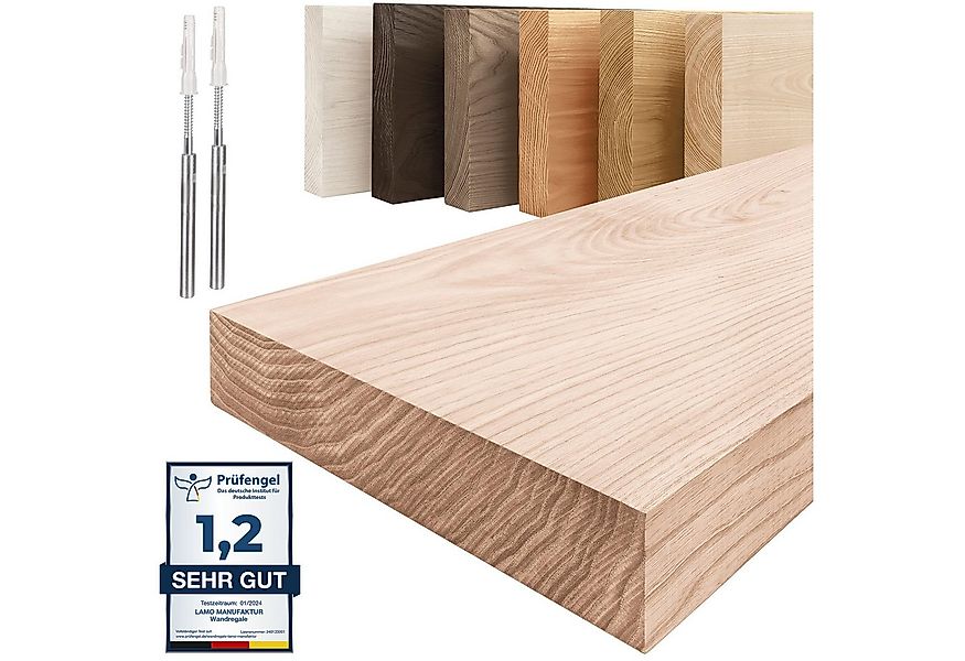 LAMO Manufaktur Wandregal Holz Gerade, Regal Farbe: Roh, Invisible: Schwebe günstig online kaufen