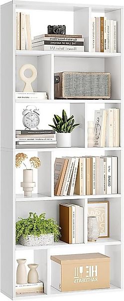 MSMASK Bücherregal Freistehend Bücherschrank mit 6 Ebenen und 12 offenen Fä günstig online kaufen