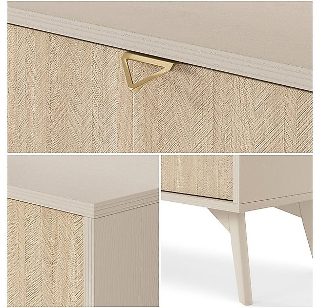 Lomadox Wohnwand FAREHAM-160, (2-St), sandfarben, Front mit Fischgrätenmust günstig online kaufen