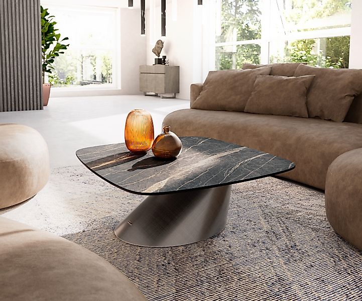 Couchtisch Edge Boot 90x90 cm Keramik Laminam® Noir Desir Braun Conis Metal günstig online kaufen