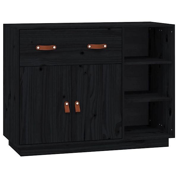 vidaXL Sideboard Schwarz 98,5x40x75 cm Massivholz Kiefer 820141 günstig online kaufen