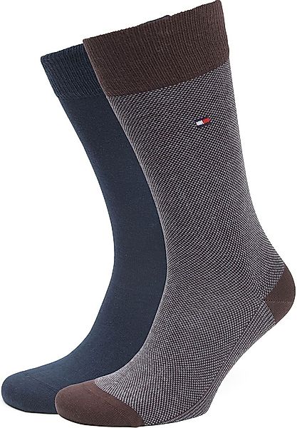 Tommy Hilfiger 2-Pack Socken Birdseye Burgundy Navy - Größe 43-46 günstig online kaufen