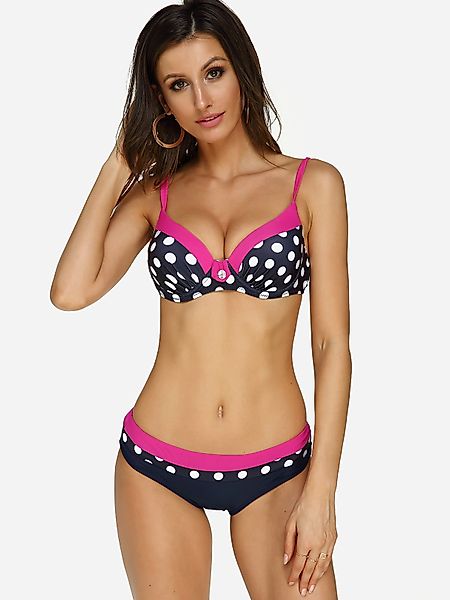Rose und Navy Polka Dot Bikini Set günstig online kaufen