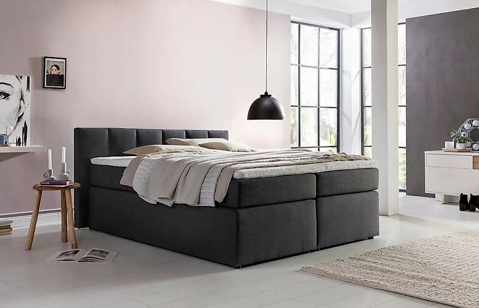 Möbelfreude Boxspringbett Boxspringbett Valina 90x200 cm Anthrazit H3, 90x2 günstig online kaufen