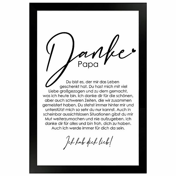 WANDStyle Gerahmtes Poster Danke Papa 20 x 30 cm Geschenkidee für Eine Pers günstig online kaufen