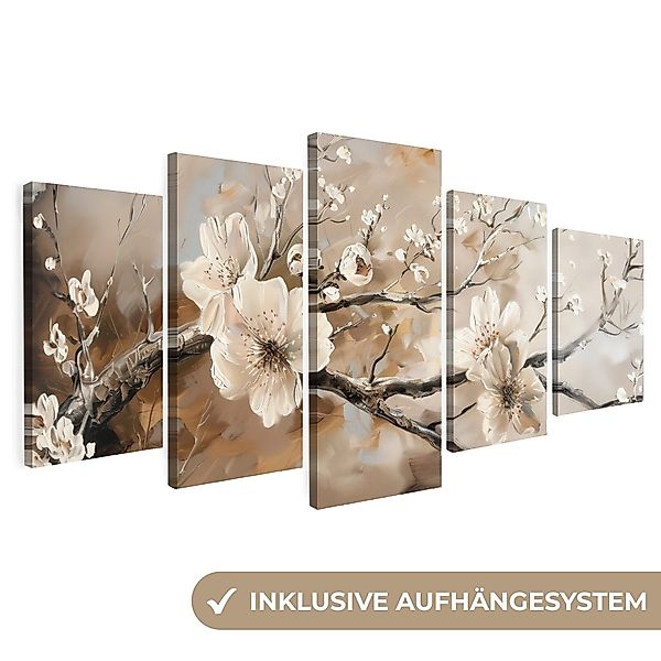 MuchoWow Leinwandbild Blüte - Beige - günstig online kaufen