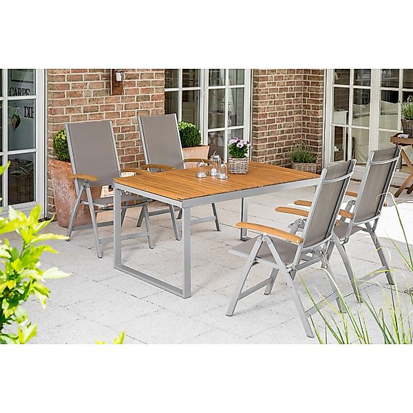 Gartenmöbel-Set Naxos 5-tlg. Grau inkl. Klappsessel 65 cm x 59 cm günstig online kaufen
