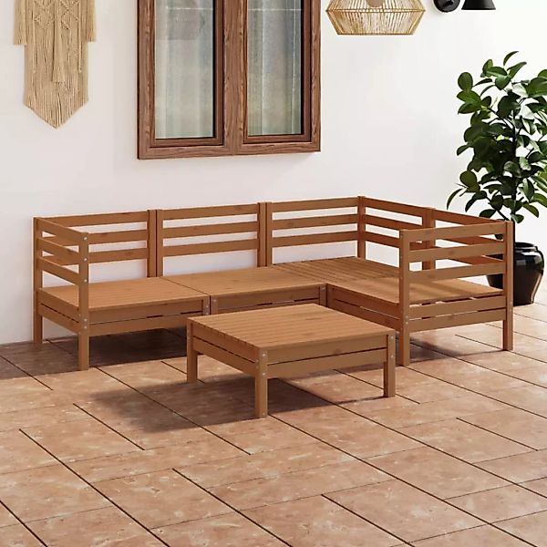 5-tlg. Garten-lounge-set Massivholz Kiefer Honigbraun günstig online kaufen