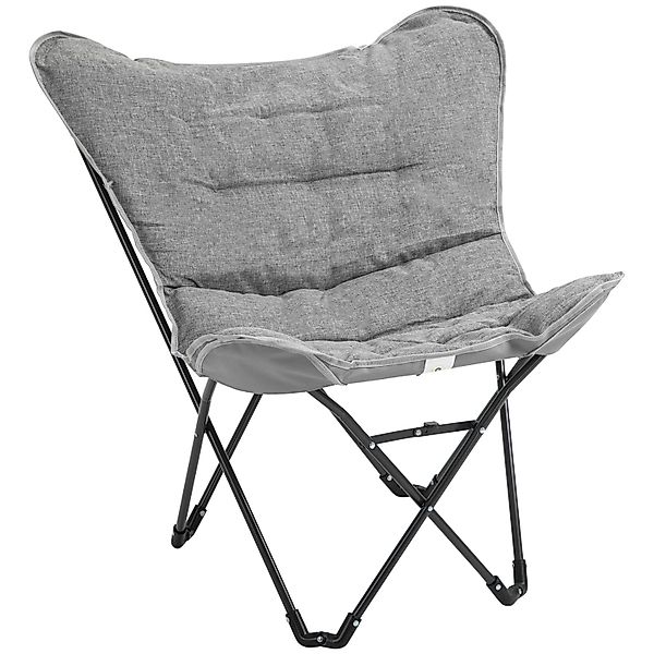 Outsunny Campingstuhl Stahl Polyester Hellgrau 88L x 74B x 84H cm günstig online kaufen