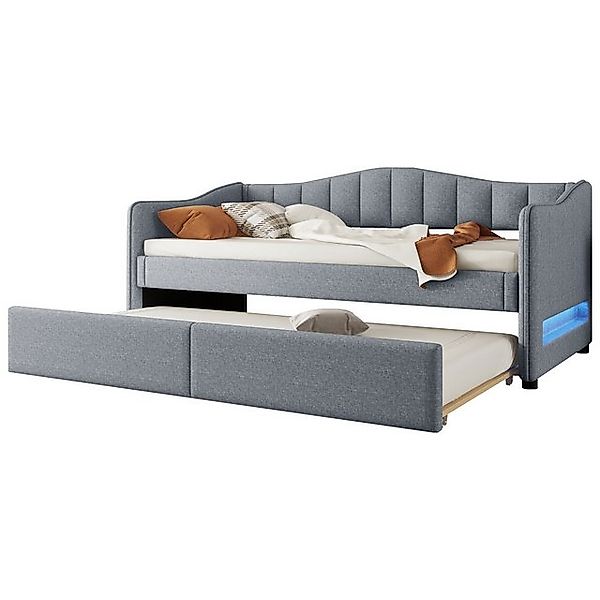OKWISH Schlafsofa Tagesbett Polsterbett mit ausziehbarem Kinderbett und Lei günstig online kaufen