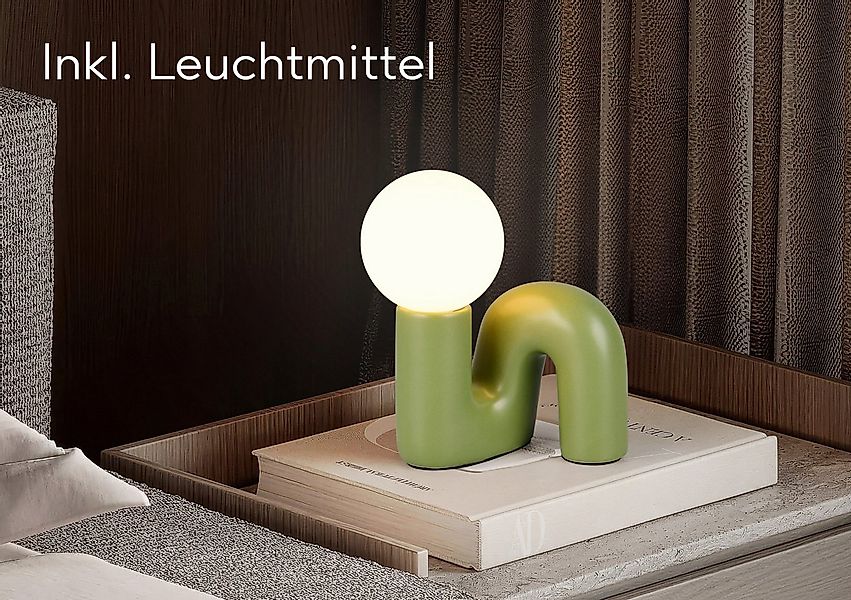Reality Leuchten Tischleuchte QUINN, Keramik Tischlampe m. Glasschirm, Set günstig online kaufen