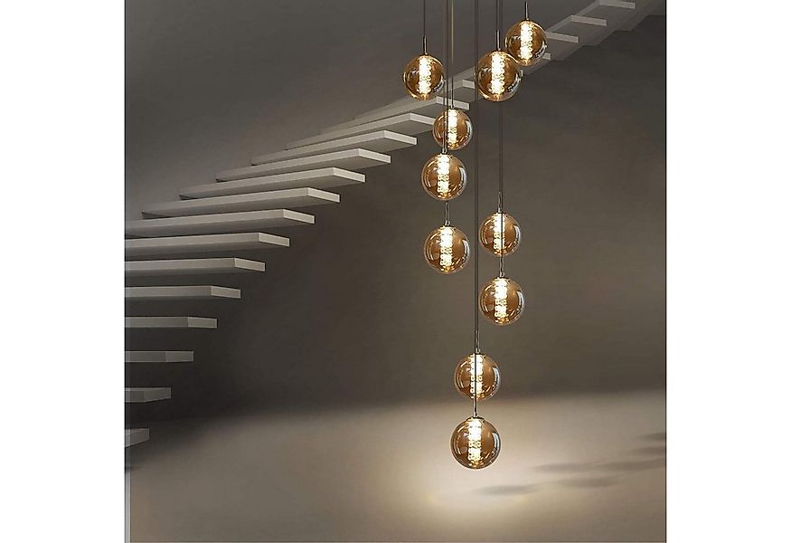 Nettlife Pendelleuchte G9 Deckenlampe Bernstein/Grau Glas Industriestil, Hö günstig online kaufen