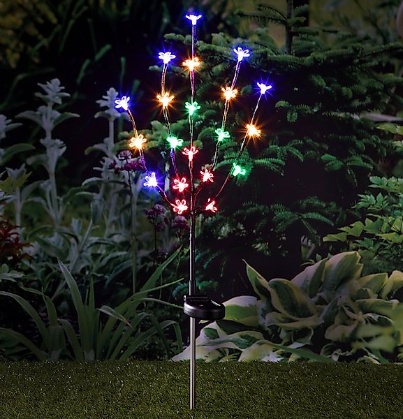 Spetebo Gartenstecker LED Solar Kirschblüten Stecker günstig online kaufen