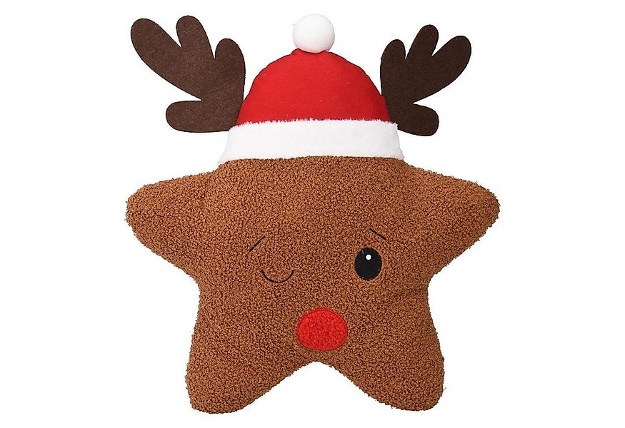 Koopman Dekokissen ELCHI, 43 x 38 cm, Braun, Rot, Weiß, Polyester, Kissenhü günstig online kaufen