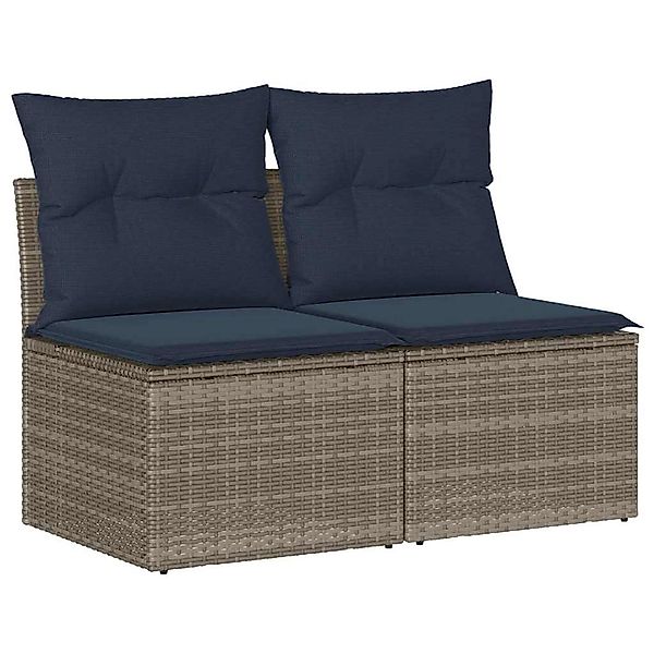 vidaXL 2-Tlg Garten-Sofagarnitur mit Kissen Grau Poly Rattan Akazie 3325247 günstig online kaufen