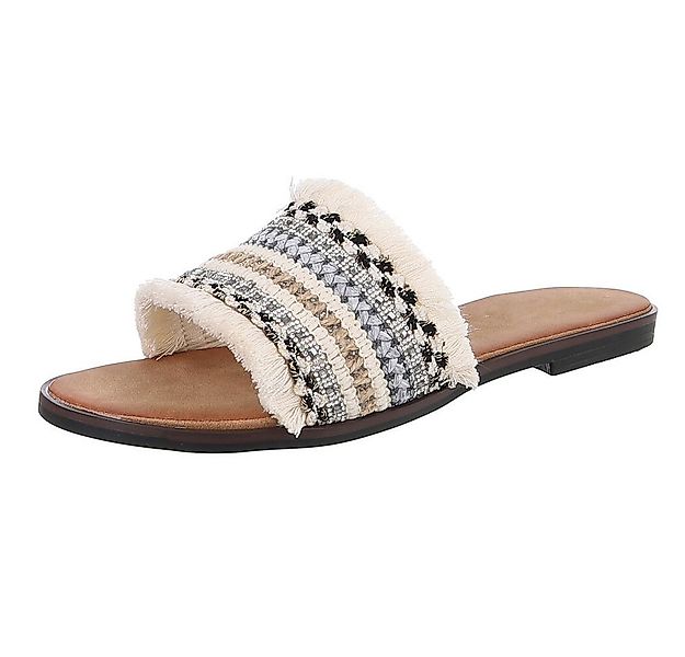 Ital-Design Moderne Sommerschuhe mit Fransen für Damen Pantolette (89542483 günstig online kaufen