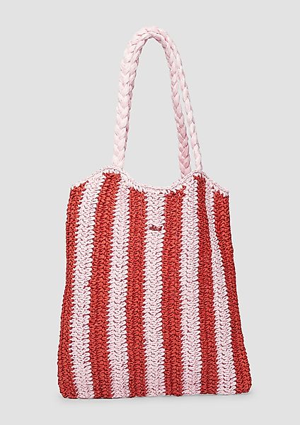 s.Oliver Tragetasche Gestreifte Raffia-Tasche mit geflochtenem günstig online kaufen