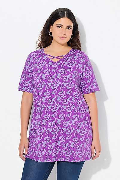 Ulla Popken T-Shirt T-Shirt Zierbänder V-Ausschnitt Halbarm günstig online kaufen