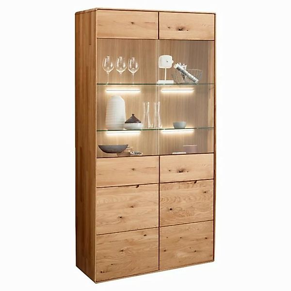 G+K Möbelvertriebs GmbH Vitrine WZ-0663, Braun, Wildeiche massiv, 2 Türen, günstig online kaufen