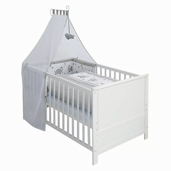 roba® Babybett Jumbo twins grau, Gitterbett inkl. Matratze, Lattenrost, Bet günstig online kaufen