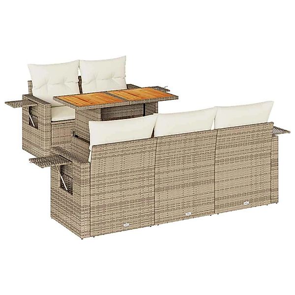 vidaXL 6-Tlg Garten-Sofagarnitur mit Kissen Beige Poly Rattan 3327103 günstig online kaufen
