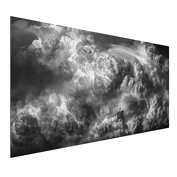 Alu-Dibond Bild Schwarz-Weiß - Querformat Ein Sturm zieht auf günstig online kaufen