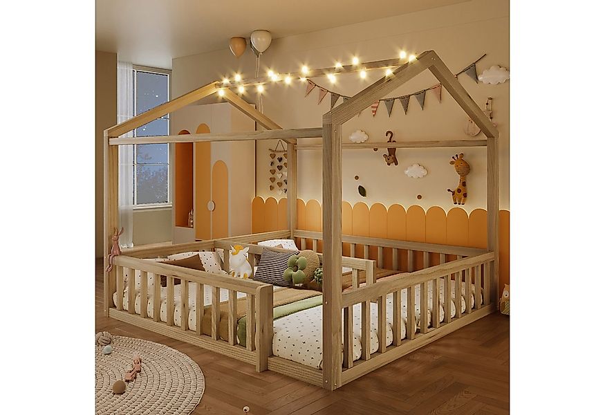 REDOM Kinderbett Holzbett Funktionsbett (mit LED & Sicherheitsgitter aus Ki günstig online kaufen