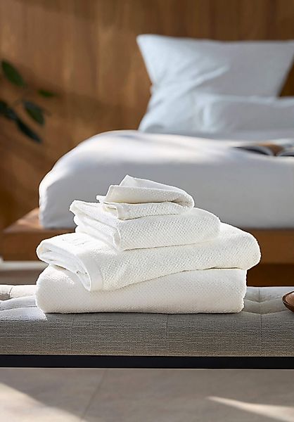 hessnatur Frottier-Handtuch mit Struktur aus Bio-Baumwolle - weiß - Größe 1 günstig online kaufen