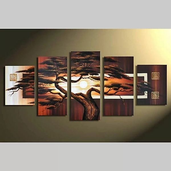 5 Leinwandbilder AFRIKA Baum (1) 150 x 70cm Handgemalt günstig online kaufen
