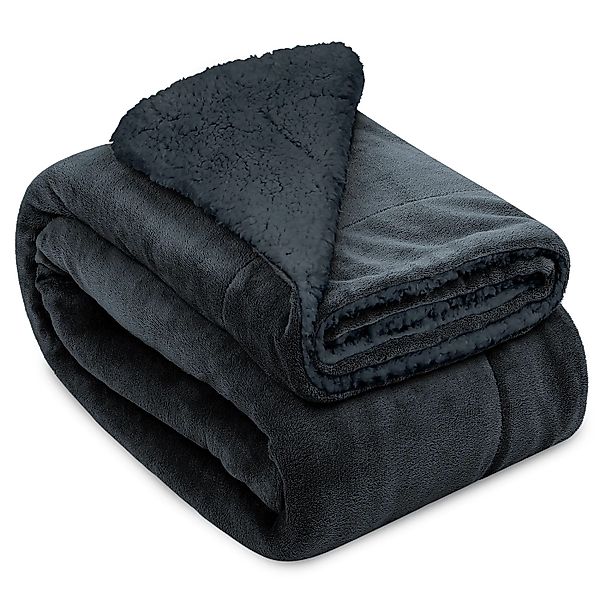 Wohndecke Sherpa Decke Wohndecke Kuscheldecke Anthrazit Alina, 150x200cm, B günstig online kaufen