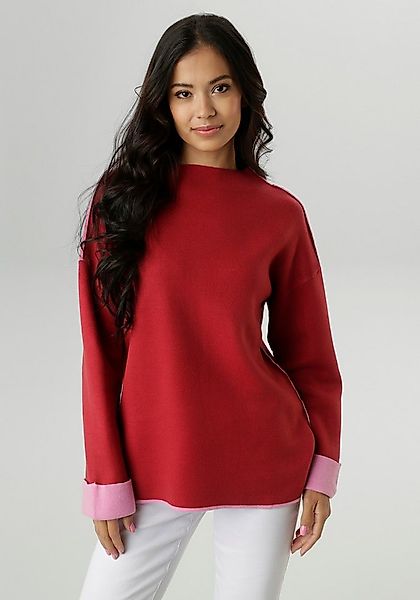 Aniston SELECTED Strickpullover mit rosafarbenen Zierkanten günstig online kaufen