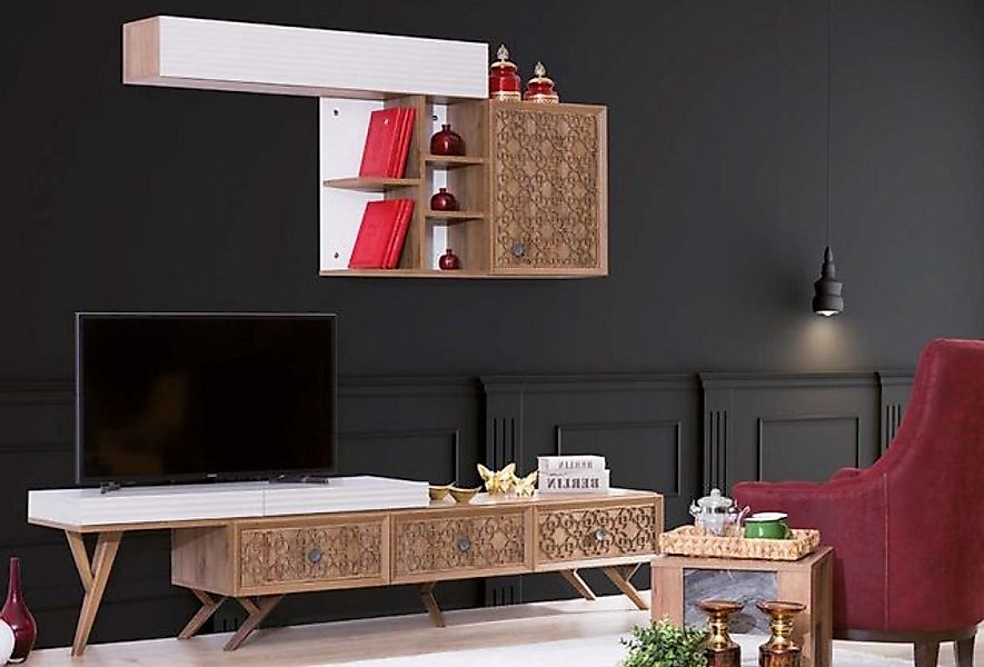 Xlmoebel TV-Schrank Fernsehständer Sideboard RTV Flachschrank Holz Elegant günstig online kaufen