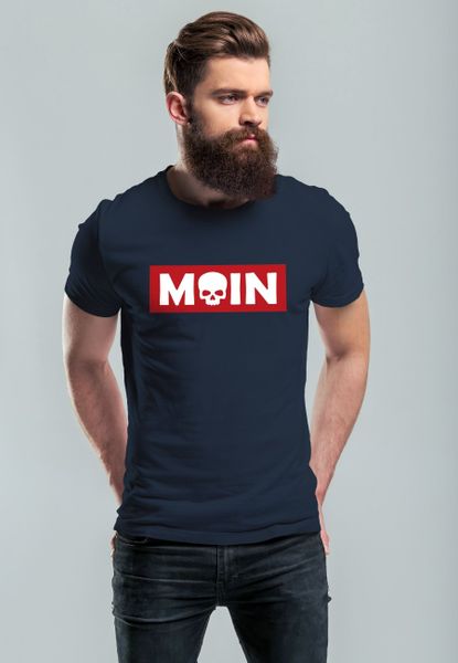 Neverless Print-Shirt Herren T-Shirt Schriftzug Moin günstig online kaufen