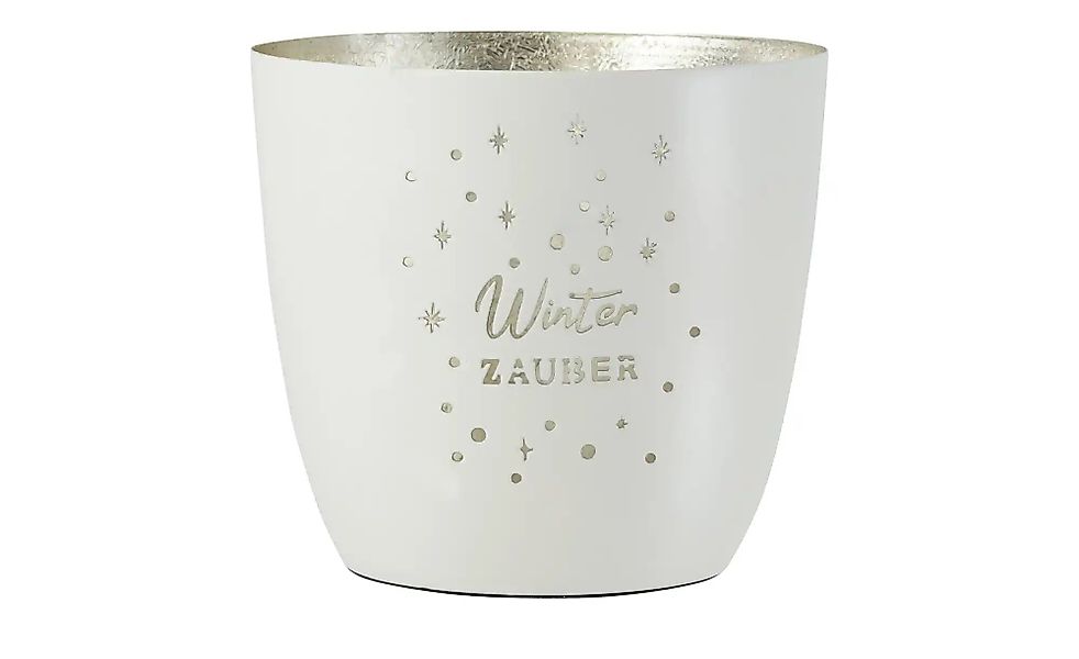 HOME STORY Teelichthalter   ¦ weiß ¦ Metall ¦ Maße (cm): H: 13  Ø: 12 Weihn günstig online kaufen