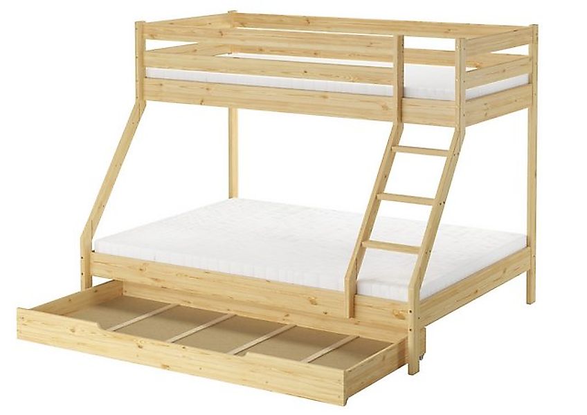 ERST-HOLZ Etagenbett Doppel-Etagenbett 90 x 200 / 140 x 200 Kiefer Masssivh günstig online kaufen
